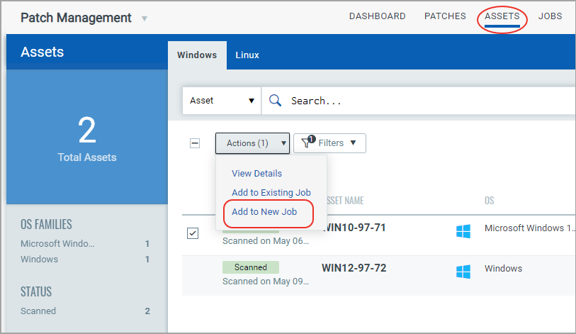 Deployment Job option from assets.