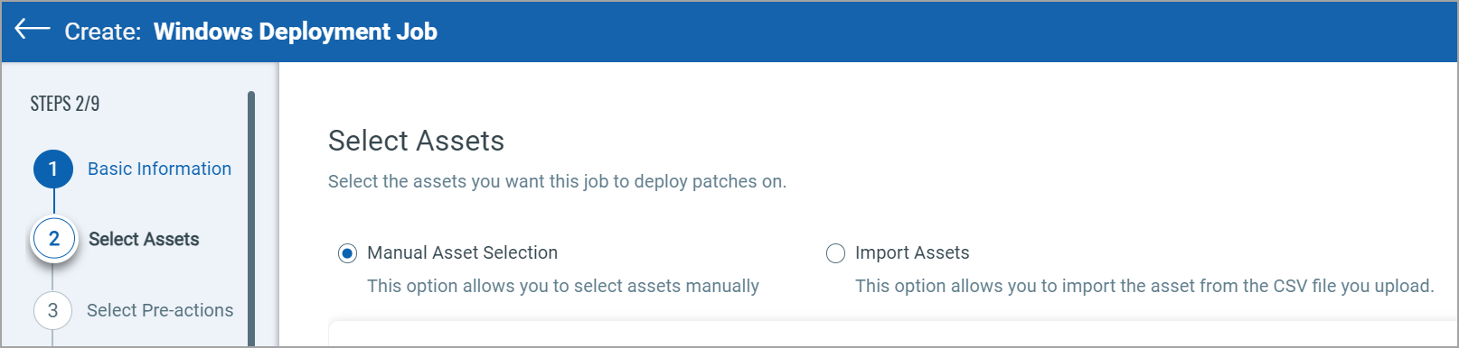 Asset Selection Method.