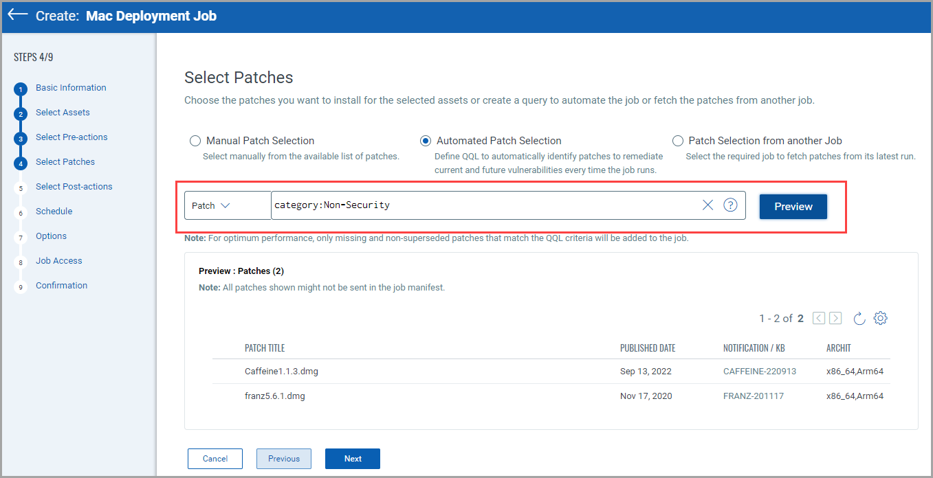 Automate Patch Selection for Mac