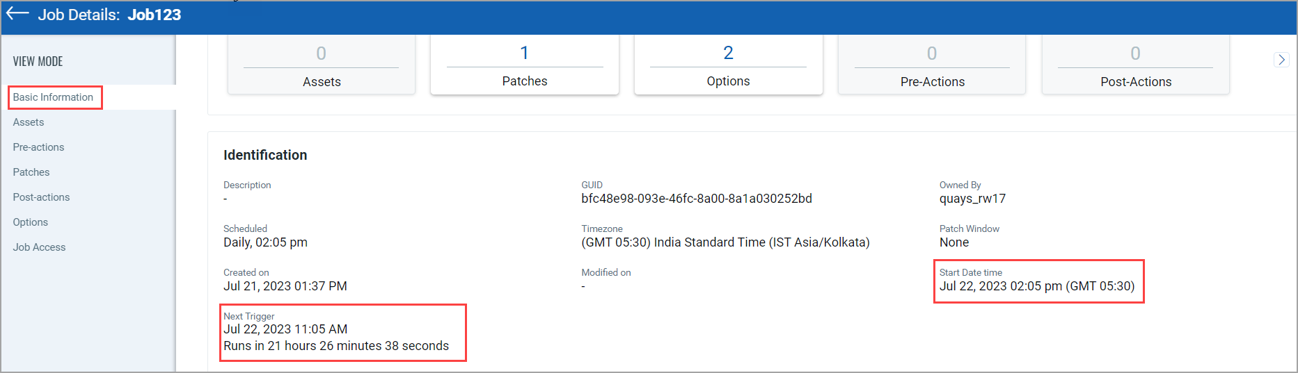 Job Details tab.