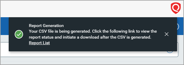 report generation message.