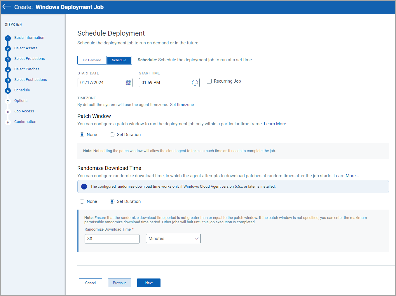 Schedule patch deployment.