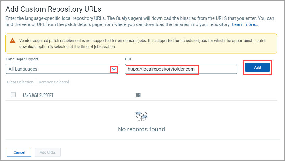 Add custom repository URLs.