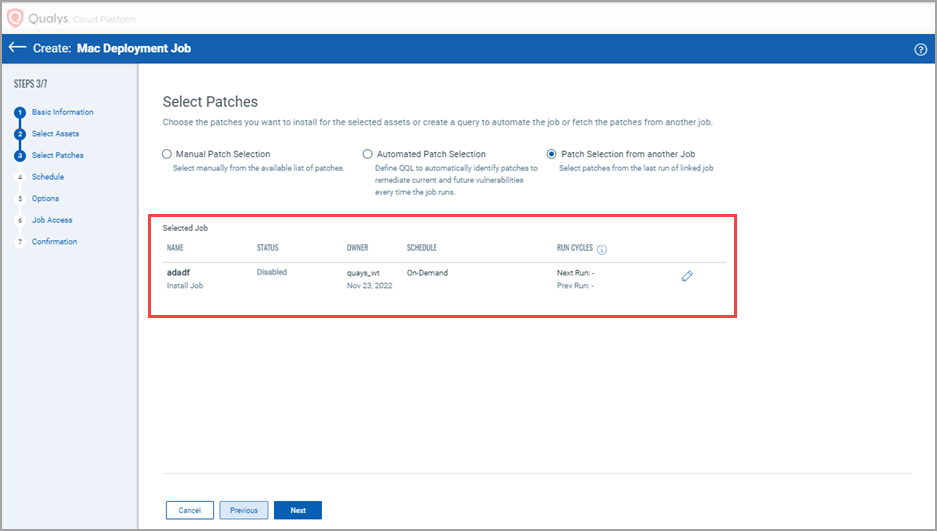 Run cycle details for Mac job