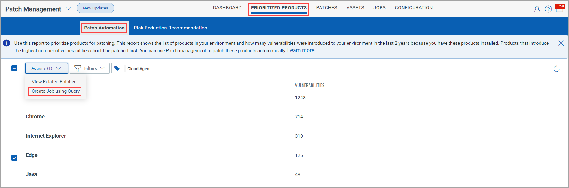 Create Job for Prioritized Products.