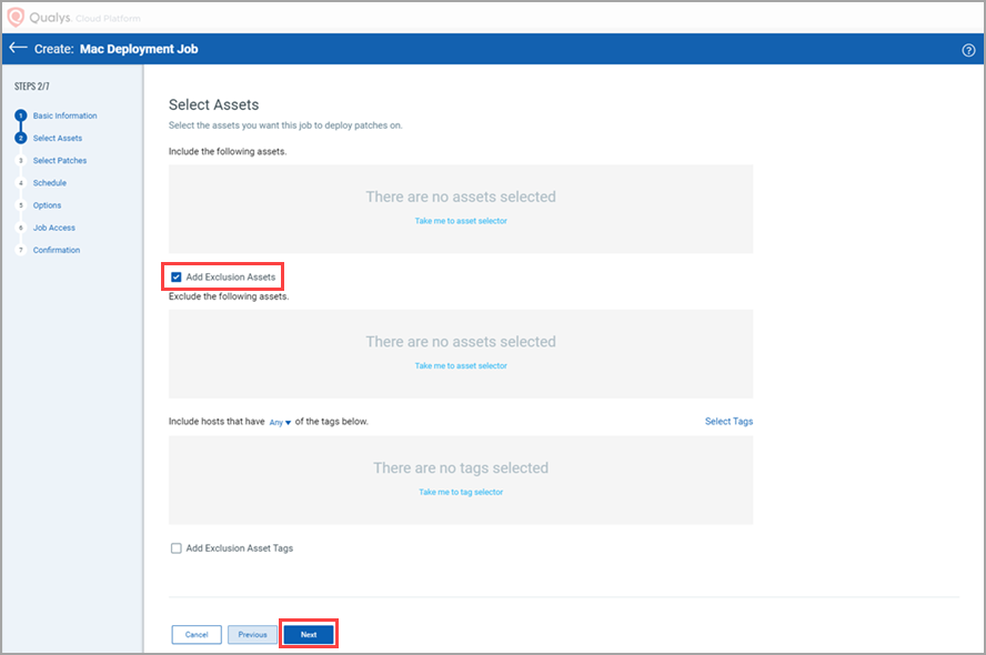 Add Exclusion Assets