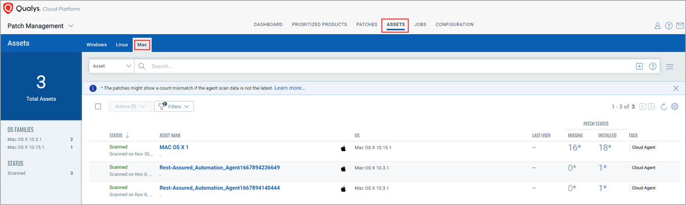 Missing Patches on Mac Assets