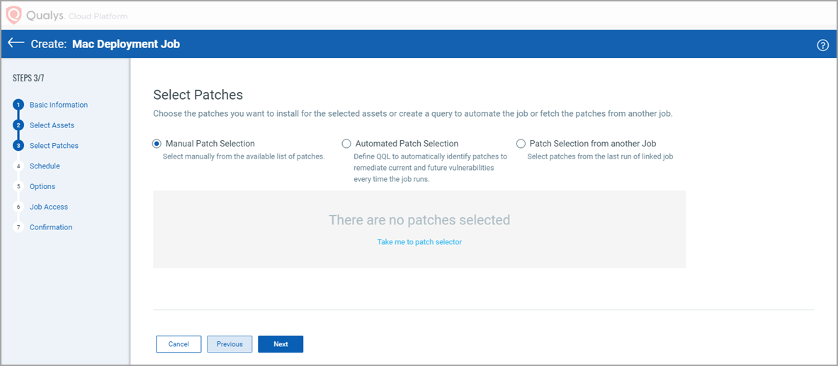 Manual Patch Selection for Mac Job