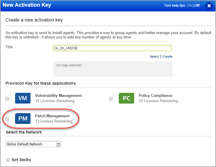 Patch Management option while creating a new activation key.