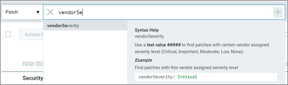 Entering a token name in the search field shows corresponding syntax help for the token.