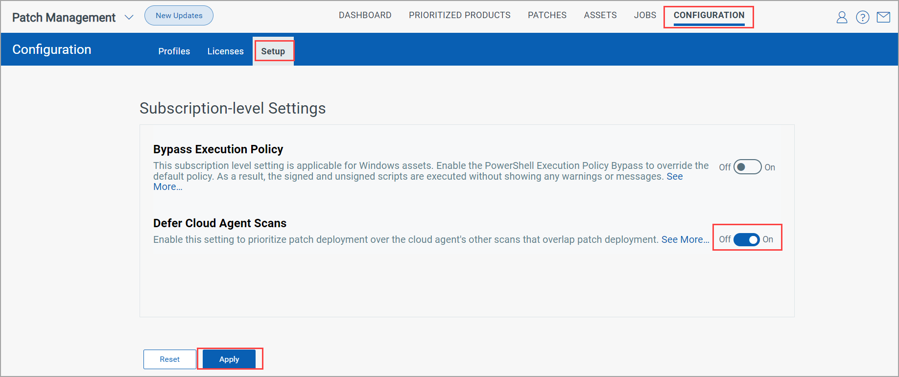 Defer Cloud Agent Scans.