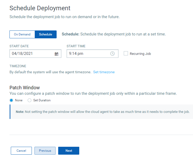 Schedule Deployment