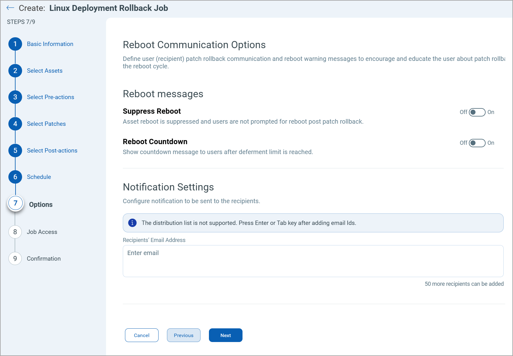 Reboot Communication Options.