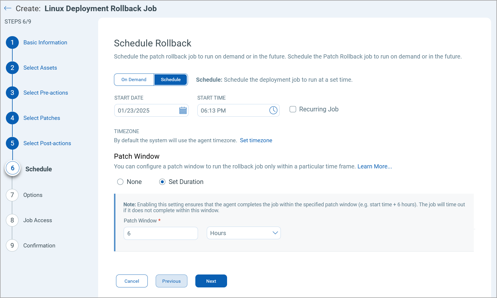 Linux Rollback Job Schedule Deployment.