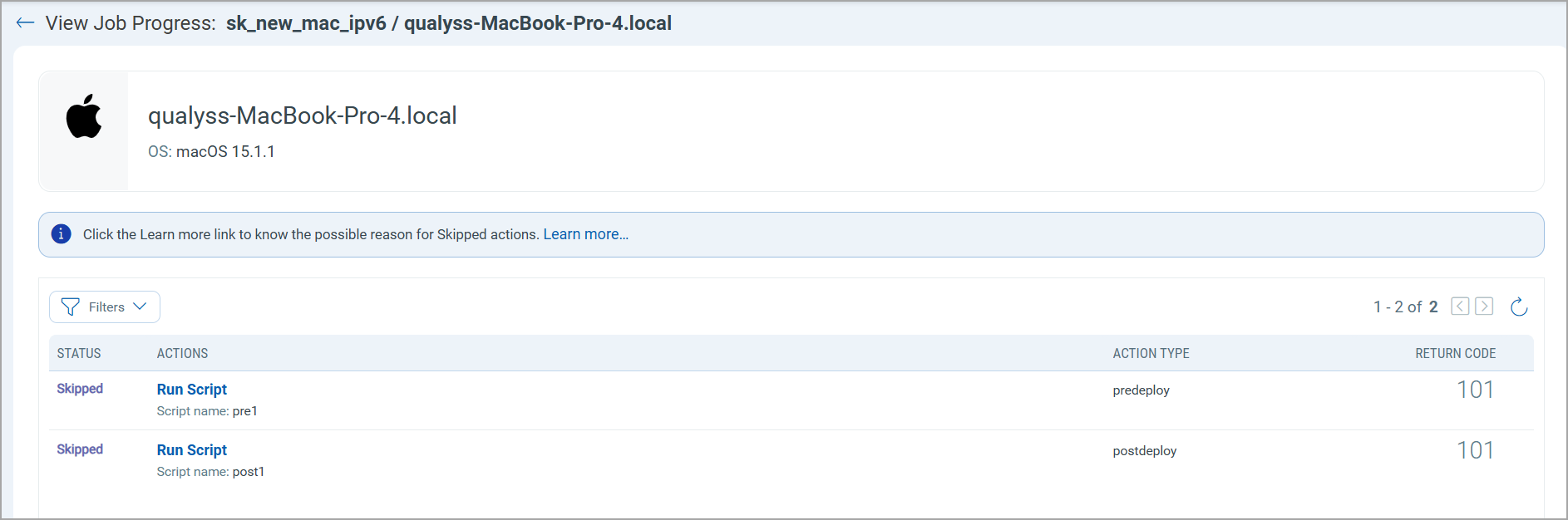 View Action Results.