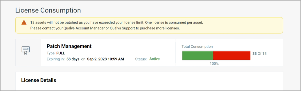 License consumption exceeds your license limit.