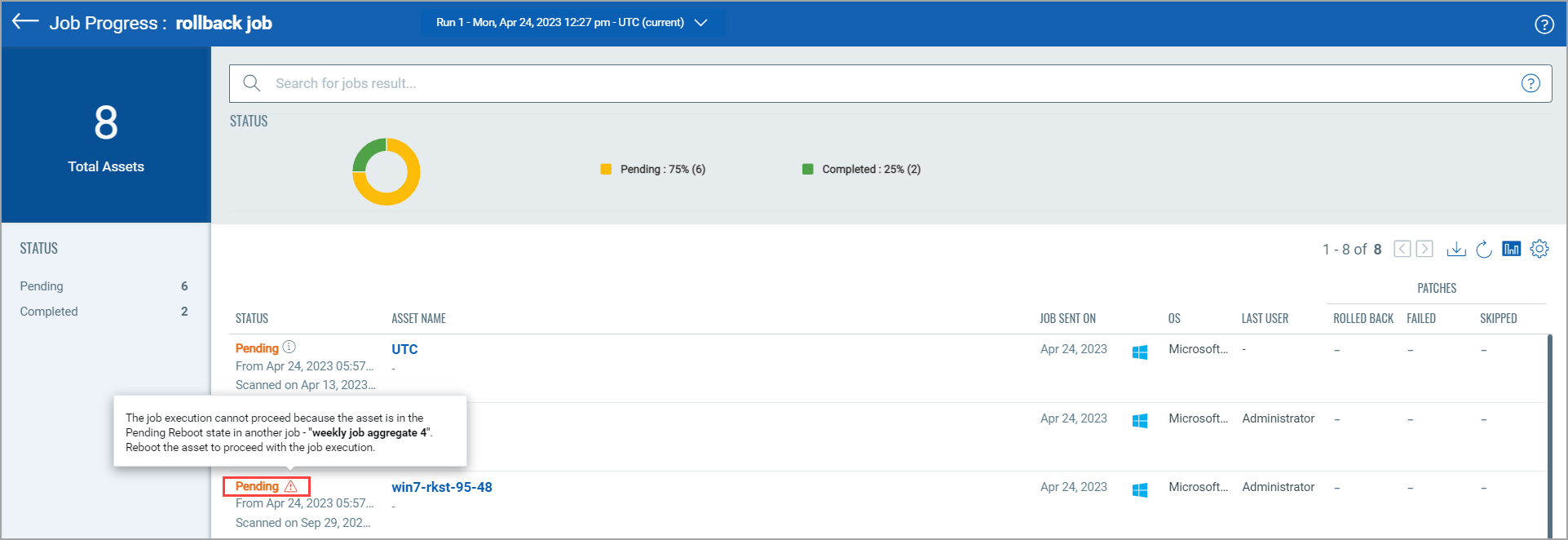Asset in a pending reboot state.
