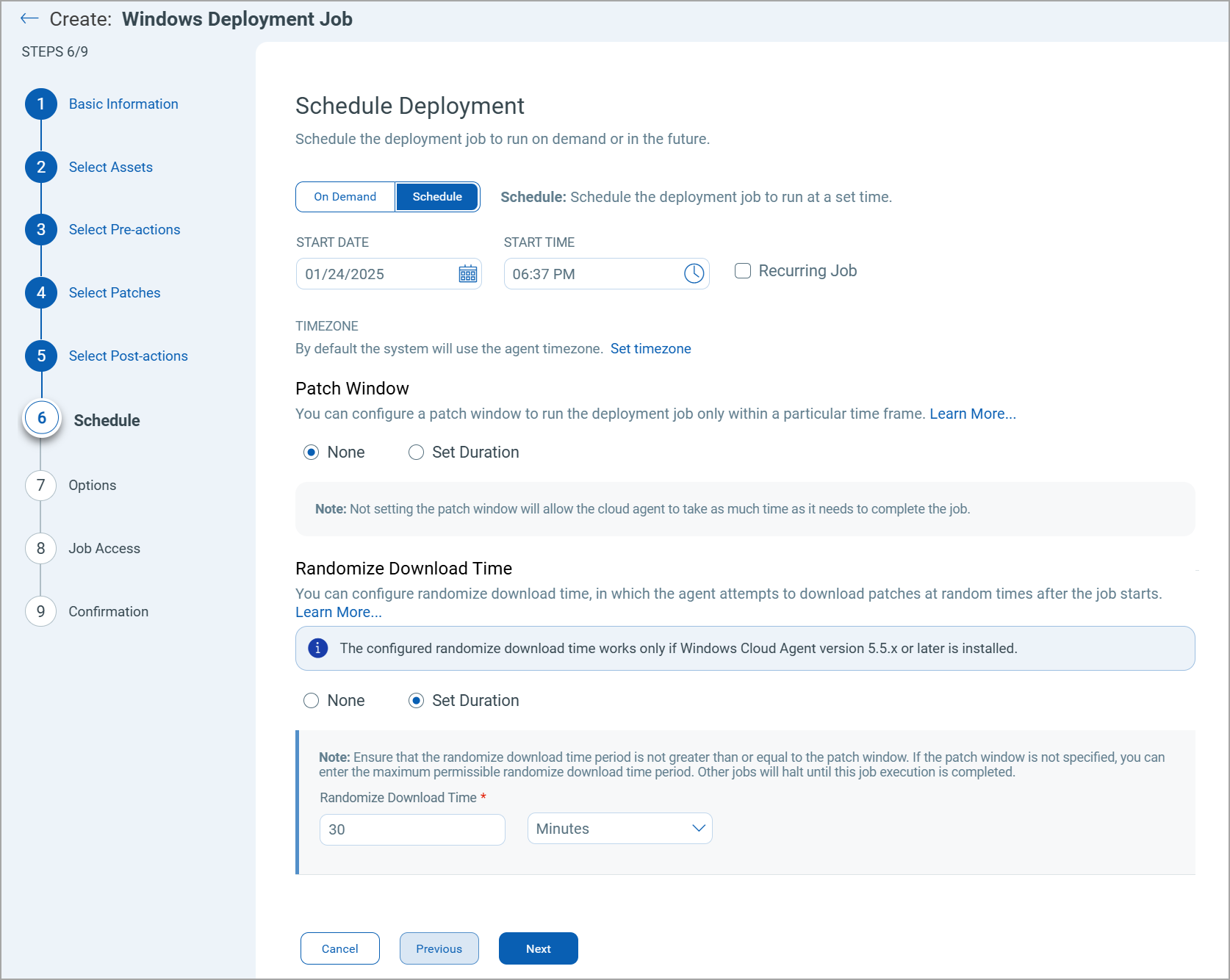chedule patch deployment