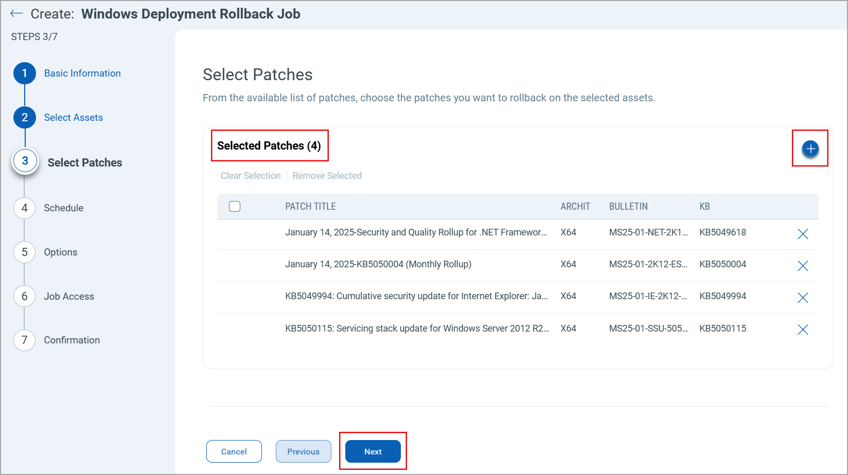 Patches for the rollback job