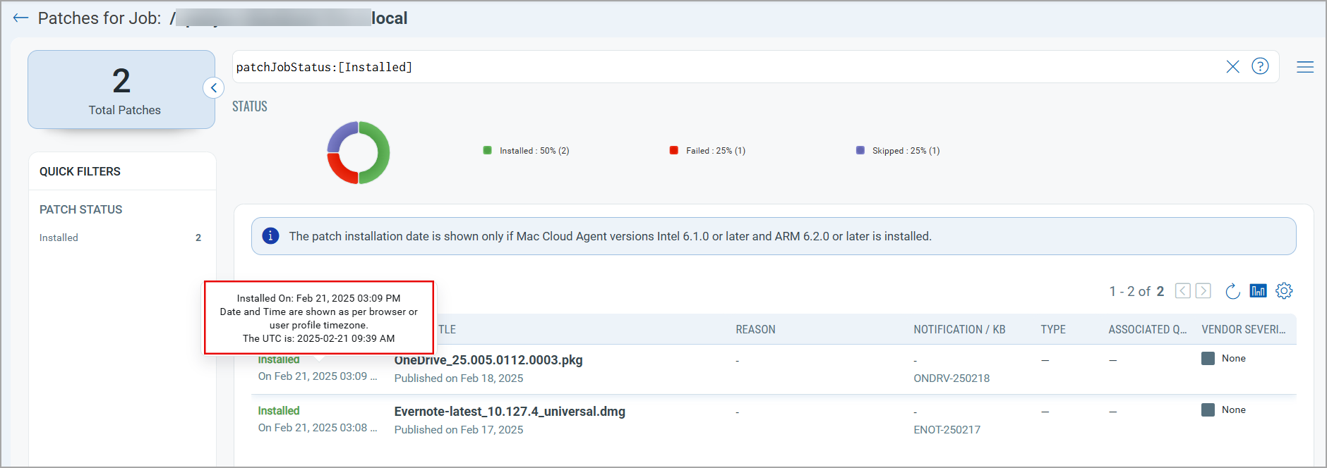 Patch Install date and Cloud Agent dependency.