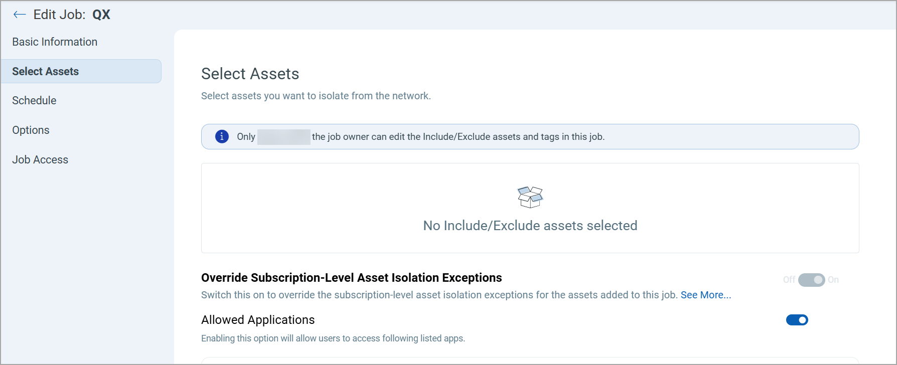 The Edit job screen shows asset tags added to the job.