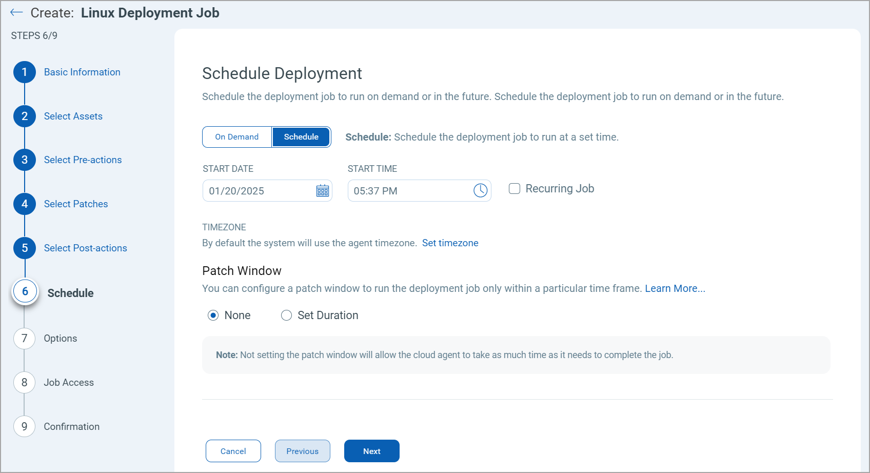 Schedule Deployment.
