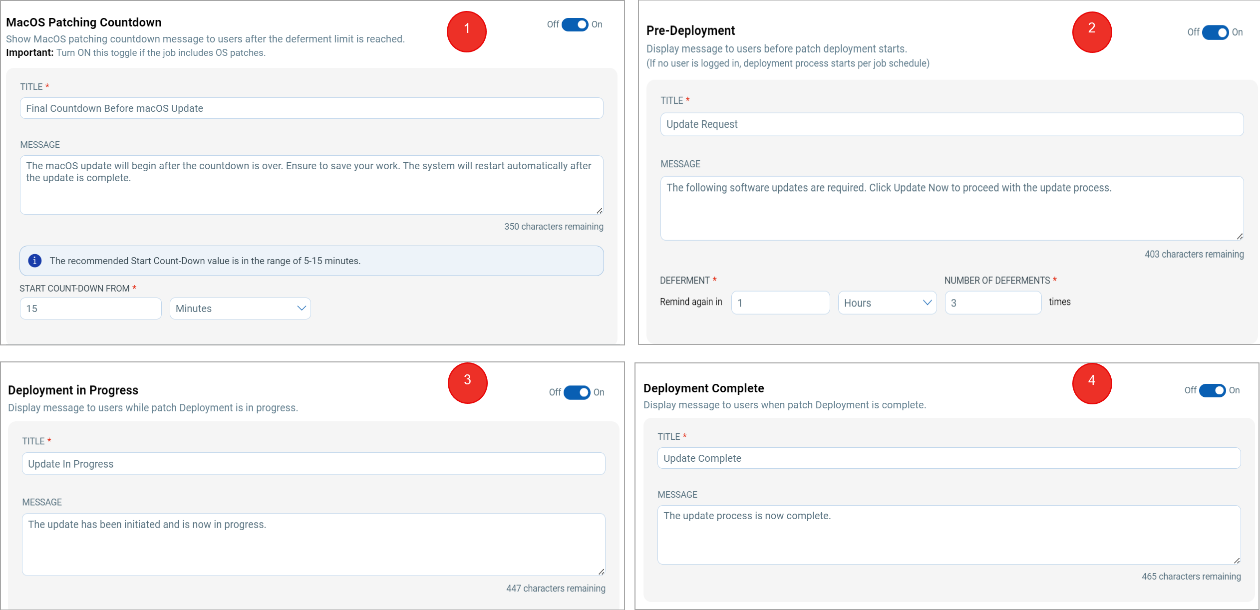 Mac deployment and Reboot communication options.