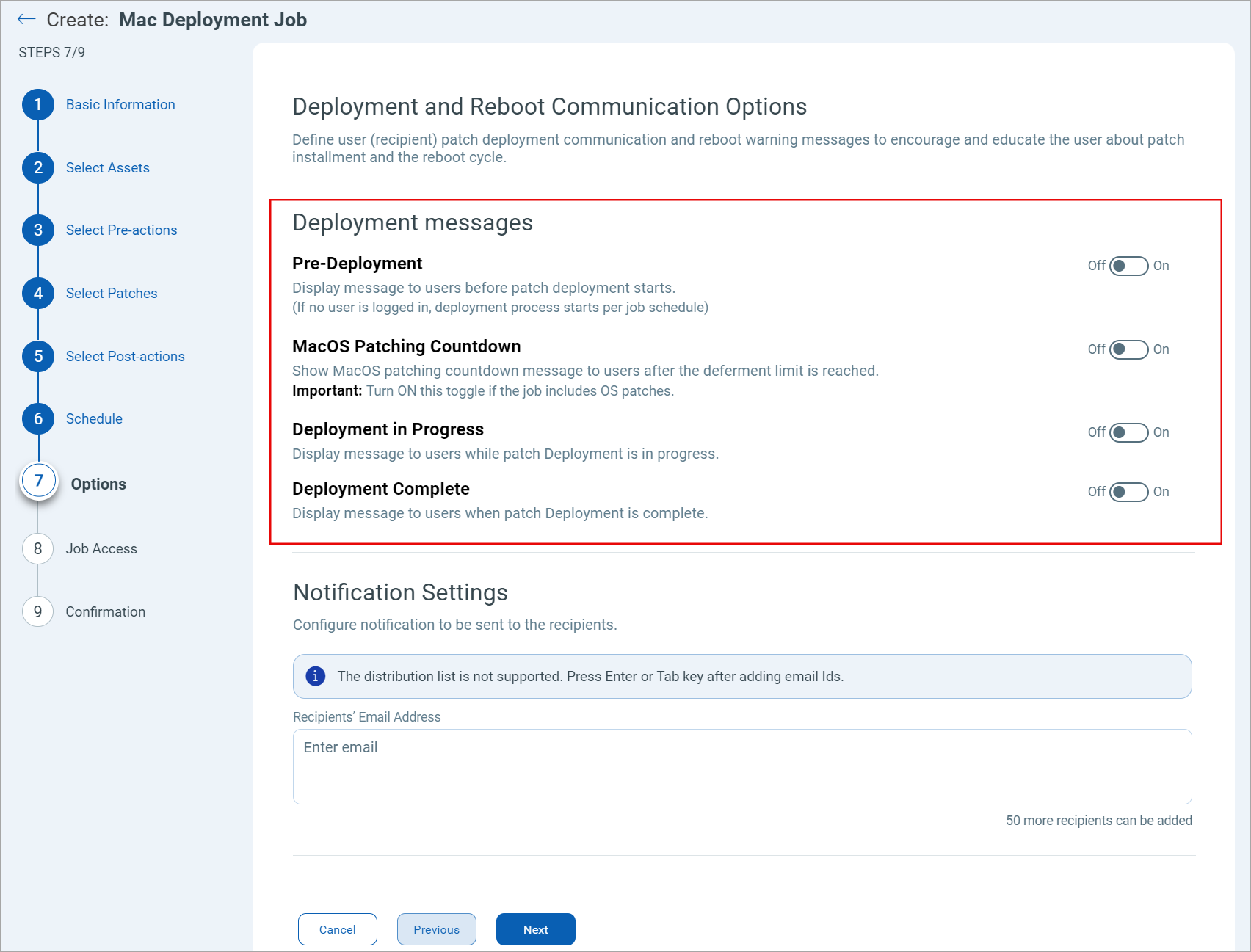 Mac deployment job reboot options.