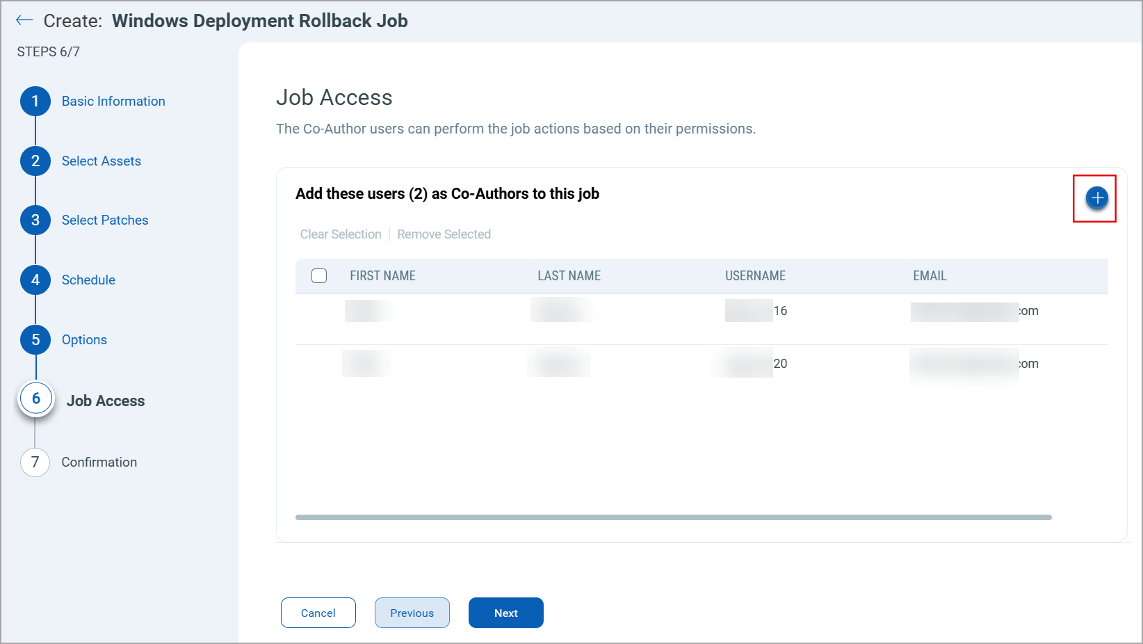 ob access screen shows co authors for the job