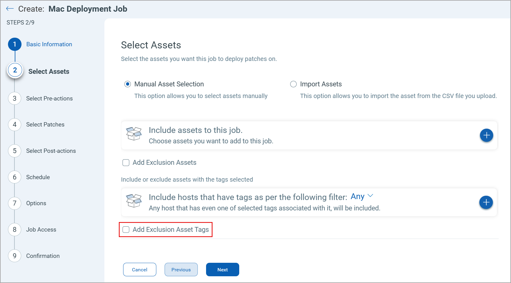 Add Exclusion Assets.