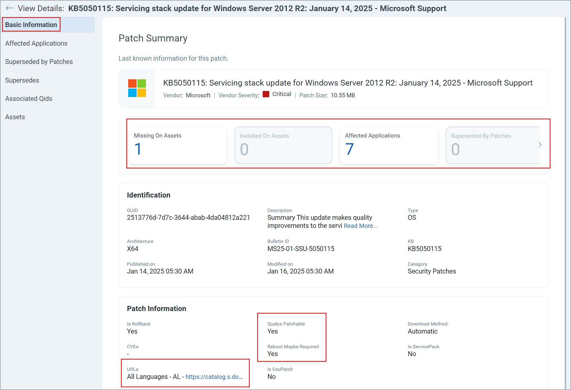 Patch Basic Information