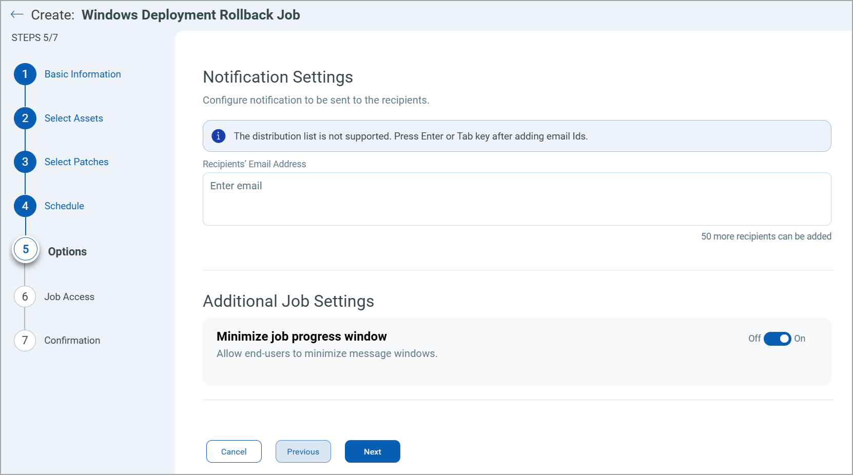 Notification and Additional Job Settings.