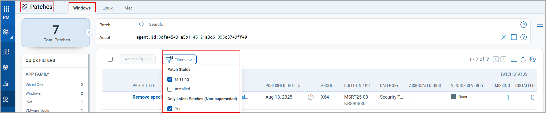 Filters for Windows Assets
