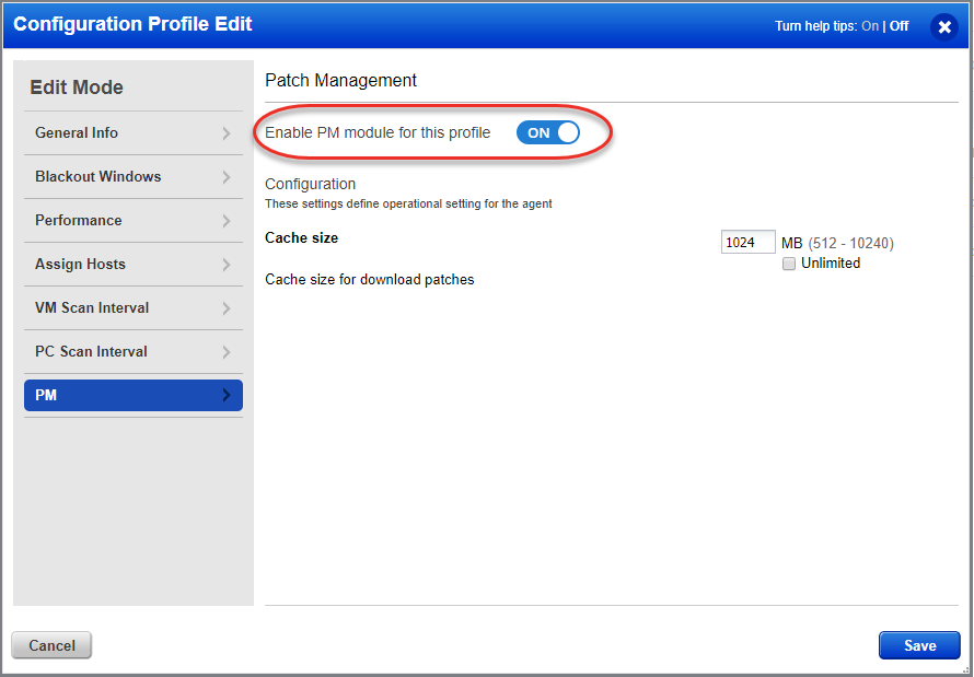 CA configuration profile - Enable PM module.