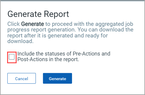 Generate Report pop-up message.