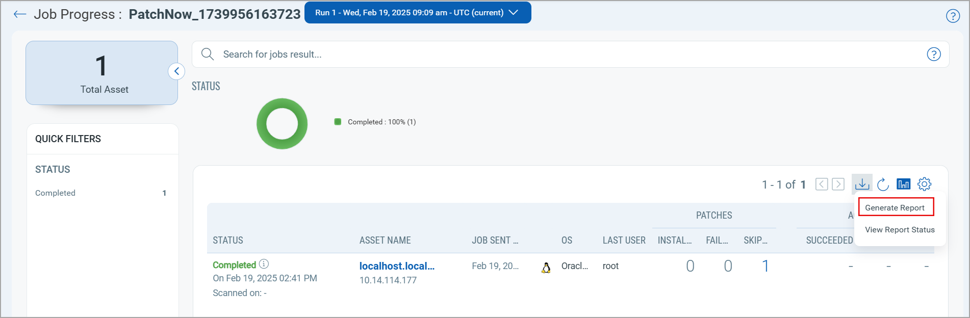 Generate report.