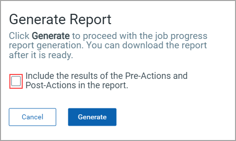 Generate report pop up.