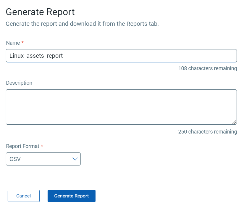 report generation message.
