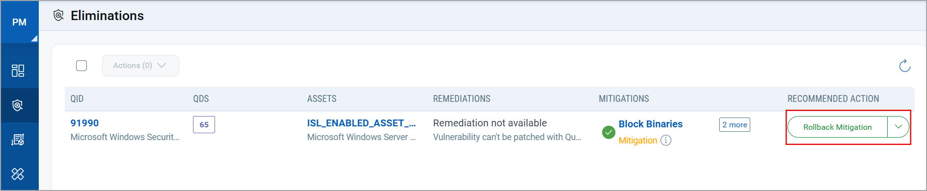 Mitigation Rollback Job.