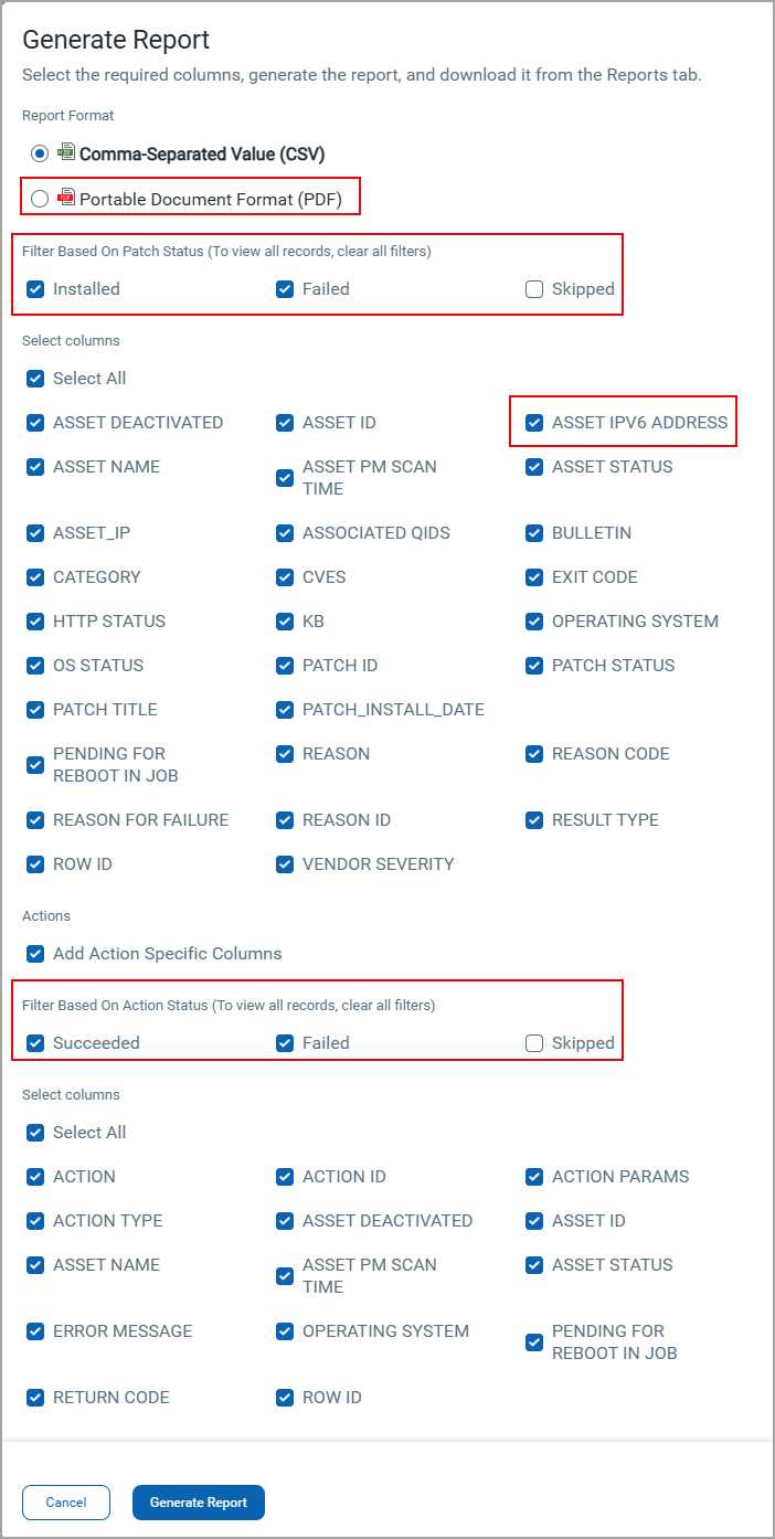Generate Job Progress Report Window