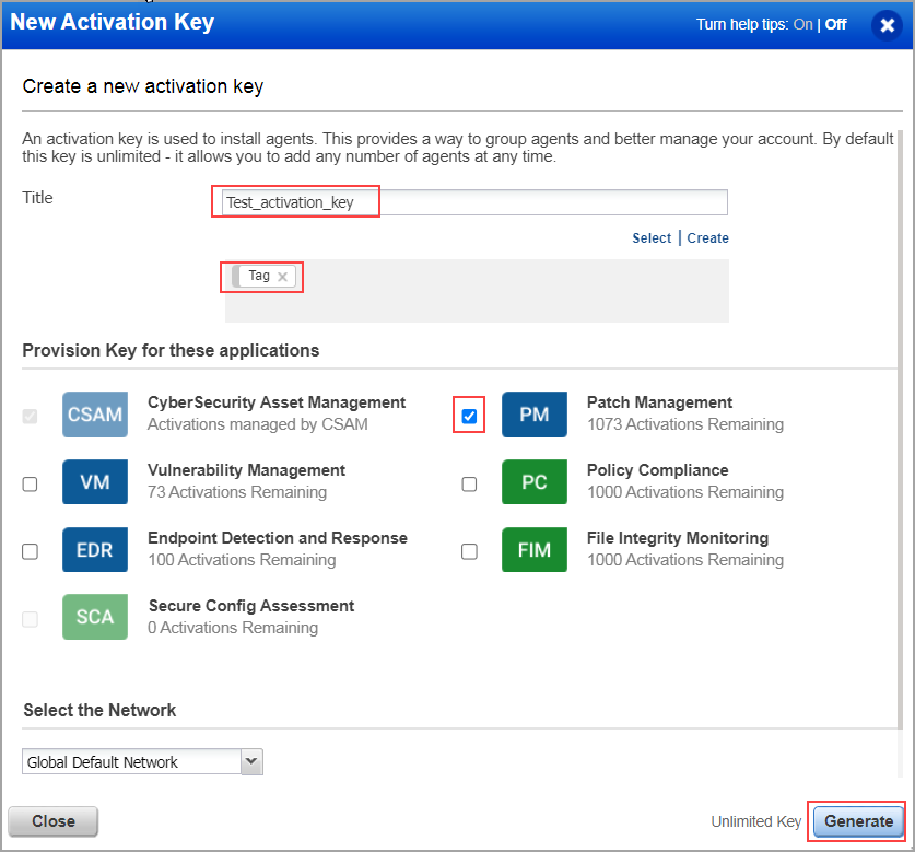 Patch Management option while creating a new activation key.
