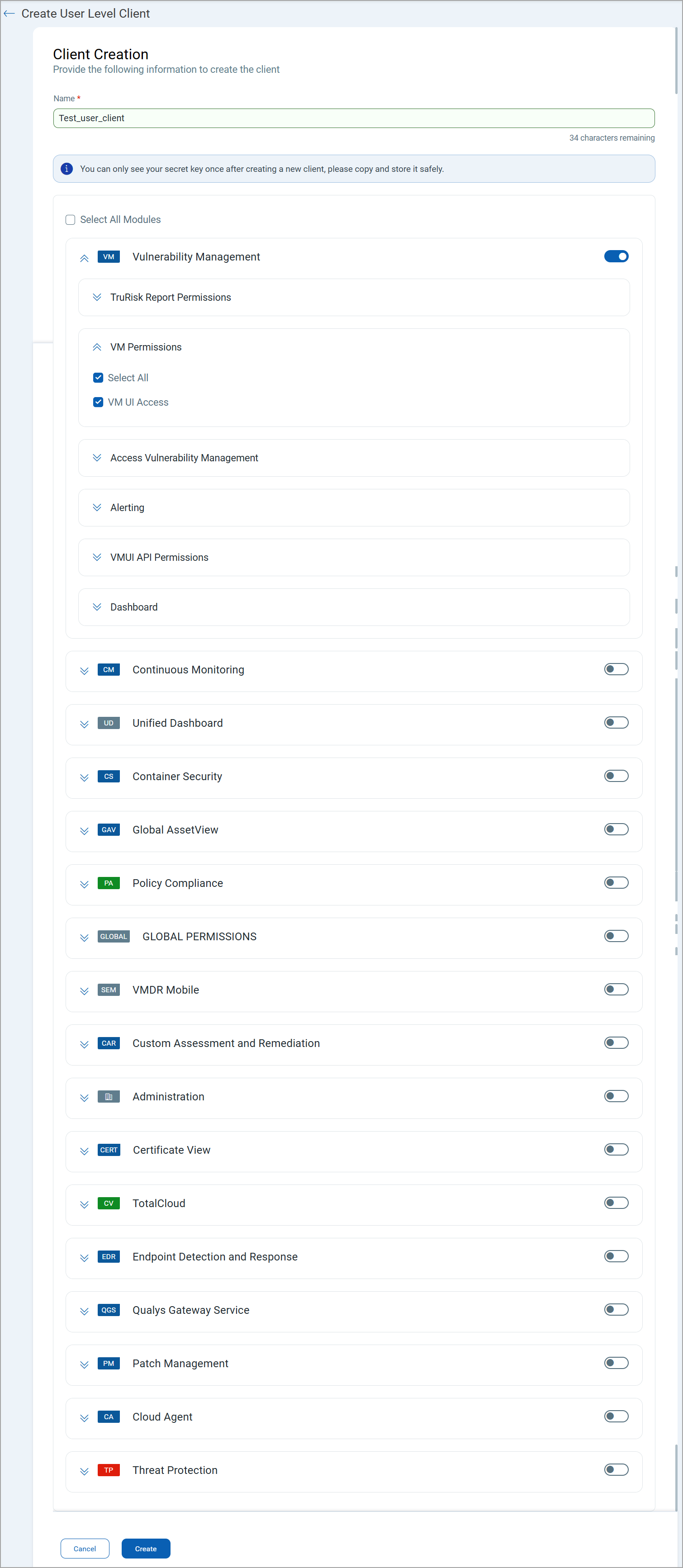 Create user-level client for token-based authentication.