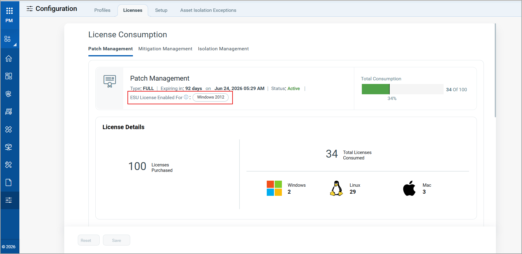 WSU Licenses as per Windows versions