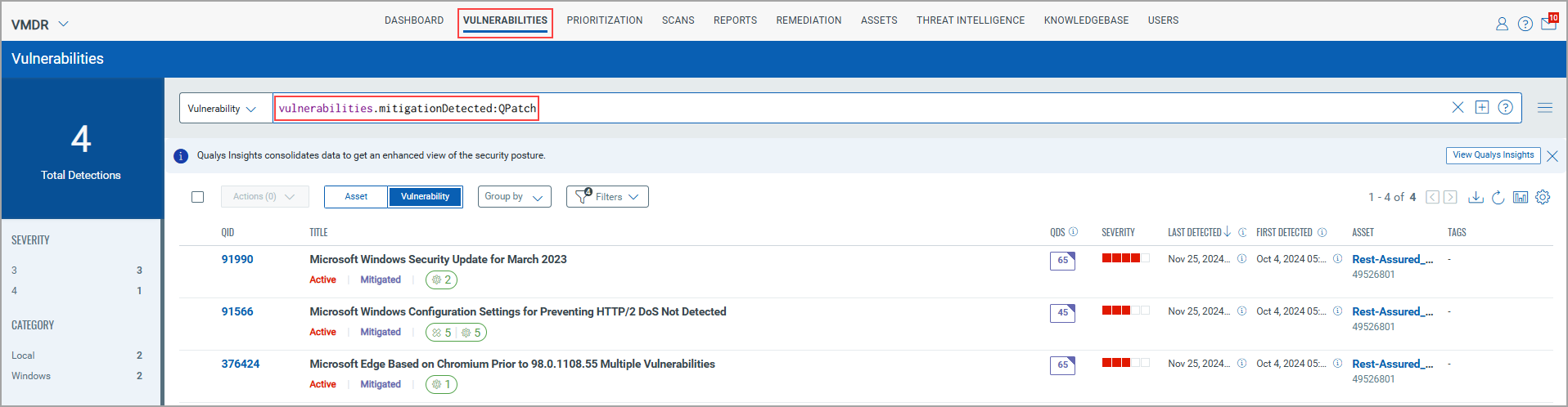 Identify Mitigated Vulnerabilities.