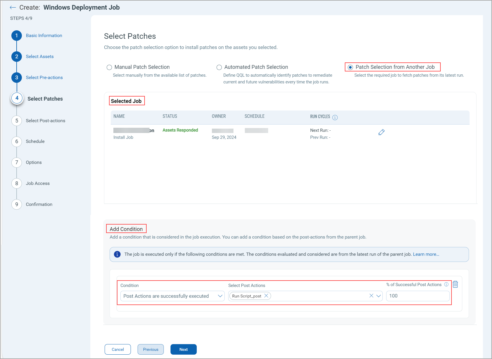 Add a condition that is considered in the job execution.