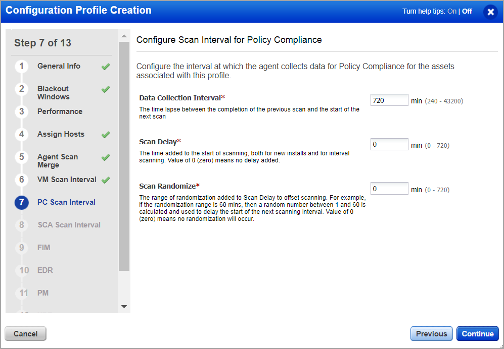 PC Scan Interval in Configure Profile Creation.