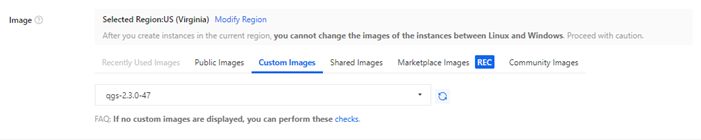 QGS image selection screen