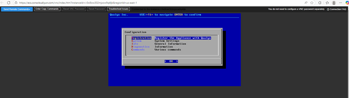 QGS appliance text-based user interface