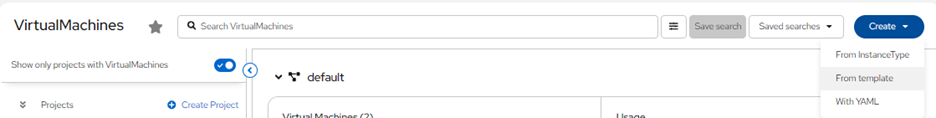 Create virtual machine from template option