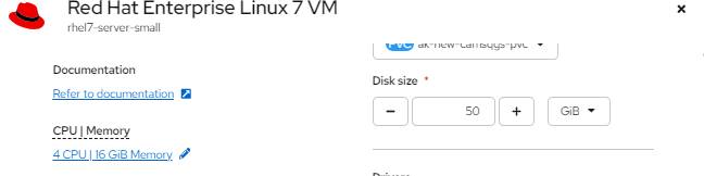 CPU and memory configuration fields